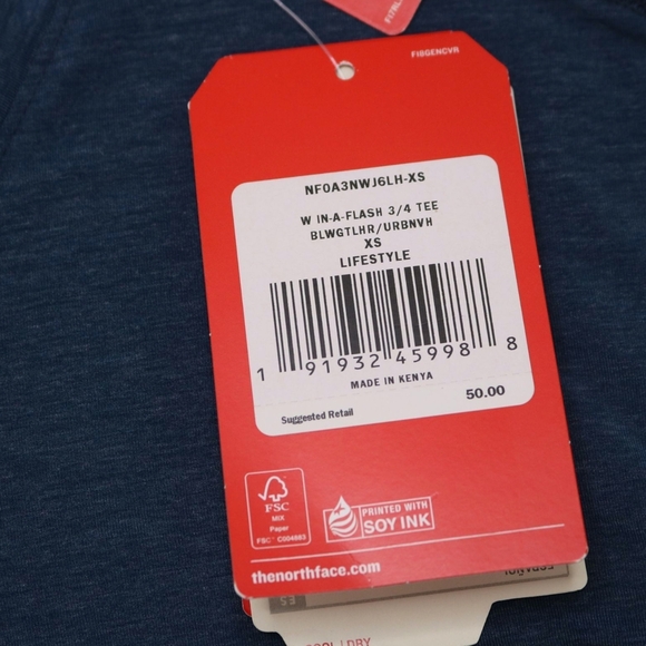 The North Face In A Flash 3/4 Sleeve T Shirt Women’s XS New With Tags Blue - Picture 5 of 9